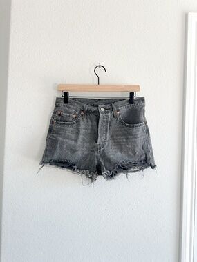 Levi's 501 Original Fit High Rise Cutoff Shorts W28 Faded Charcoal Wash